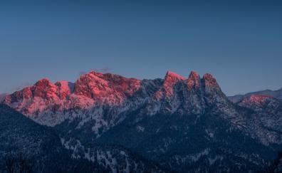 Sunrise, shining peaks, nature, Austria