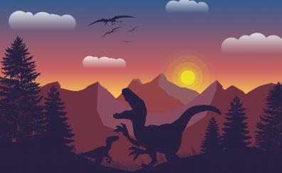 Dinosaur, mountains, digital art