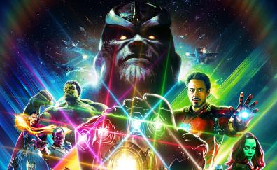 Avengers: infinity war, artwork, 2018 movie, hulk, iron man, thanos