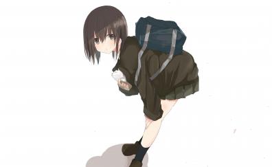 Cute, anime girl, school bag