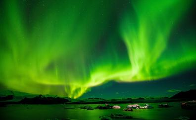 Nature, Northern Lights, Aurora Borealis, radiance, green lights, sky