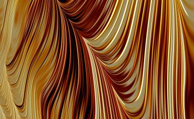 Golden, wavy surface, texture, abstraction