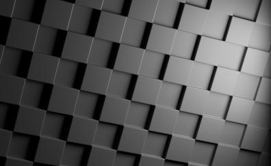 Cube, black grids, texture, abstract