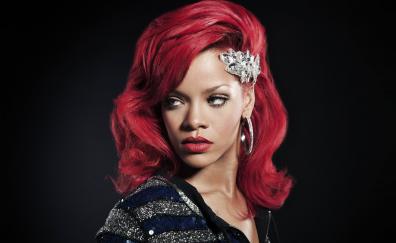 Rihanna, colored hair, red