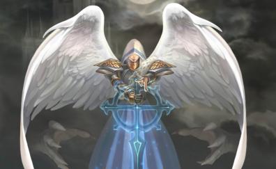 Angel, white wings, warrior, fantasy