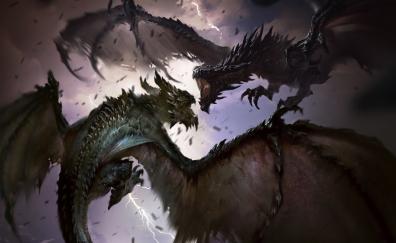 Dragons fights, artwork, The elder scrolls: legends