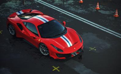 Ferrari 488, red, sports car