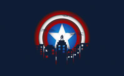 Captain America, shield, minimal art