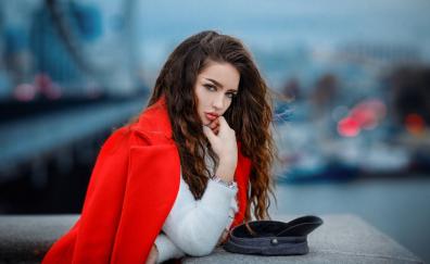 Attitude, woman model, red blazer, beautiful