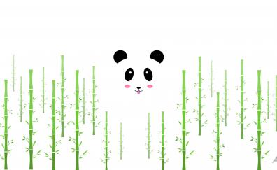 Bamboo and panda, minimal, cute panda