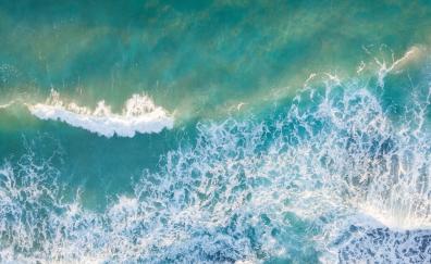 Coast, rocks, blue-green sea, sea waves, drone shot, nature