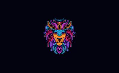 Lion, colorful muzzle, art