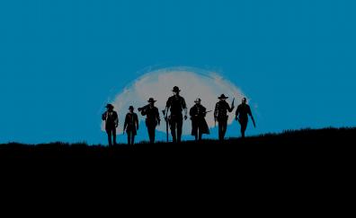 Red Dead Redemption 2, blue, poster, artwork, minimal