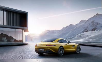 Off-road, yellow Mercedes-AMG GT