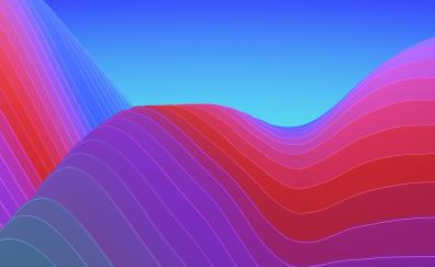 Waves, abstract, gradient, iOS 11, colorful, iPhone x, stock