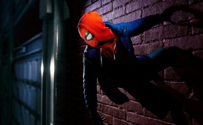 Marvel's spider-man, Miles Morales, game, hanging to wall