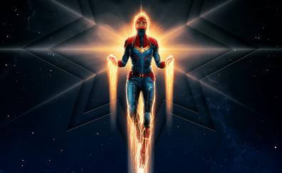 Poster, Captain Marvel, movie, Legendary superhero, 2019