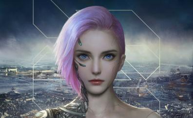 Blue eyes cyborg girl, fantasy, art