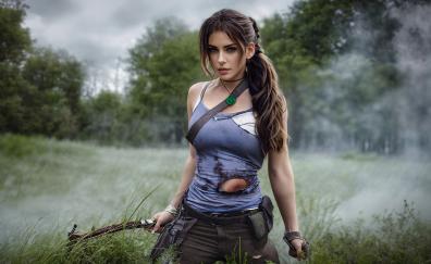 Lara Croft, Tomb Raider, girl model, cosplay