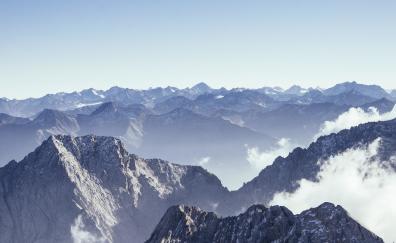 Rocky mountains, valley, aerial view, horizon, nature