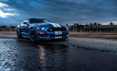 2020 Ford Mustang, blue car
