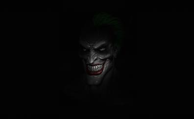Joker's face, dark, minimal