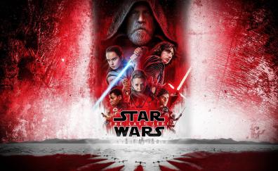 Star Wars: The Last Jedi, 2017 movie, poster, red