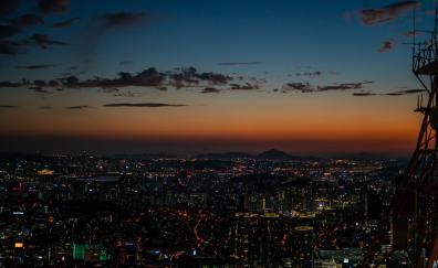 City, Seoul, night, buildings