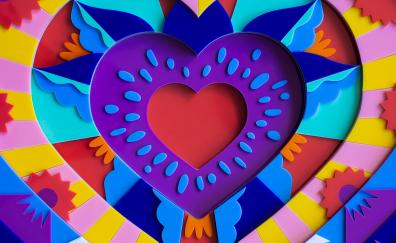 Love, heart colorful, 3D Acrylic multicolor art