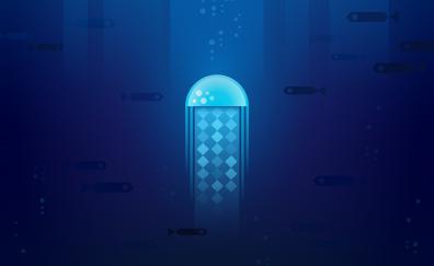 Jellyfish, minimal, digital artwork
