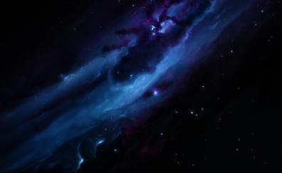 Galaxy, clouds, nebula, stars, space, dark