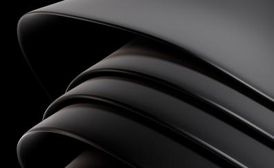 Dark black curvy shapes, abstract, shining edge
