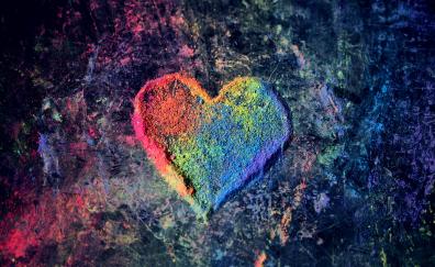 Chalk dust, heart, shape, colorful