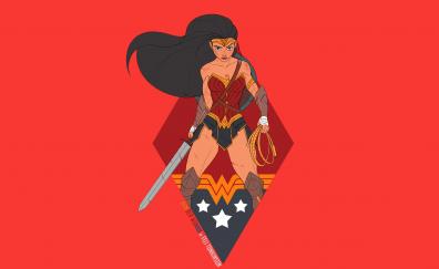 Wonder woman, dc comics, superhero, minimal, fan art