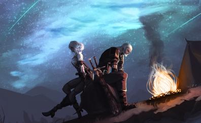 Geralt of Rivia and Ciri, The Witcher, fan art