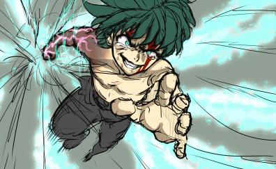 Artwork, anime boy, Izuku Midoriya, green hair