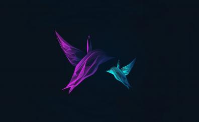 Dolphin, flight, fantasy, illustration, minimal