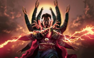 Doctor Strange, magic, multiple hands, artwork