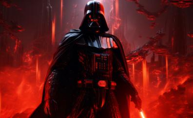 Red theme, Darth Vader, dangerous villain, 2023