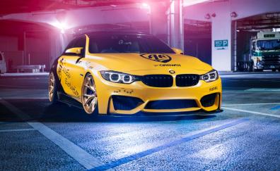 BMW M4, automotive design, yellow