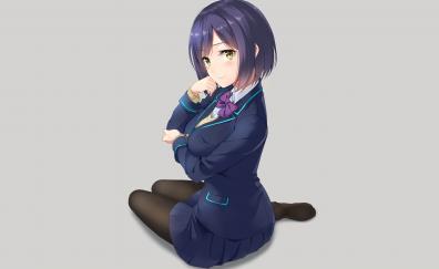 Calm, cute, anime girl, school uniform