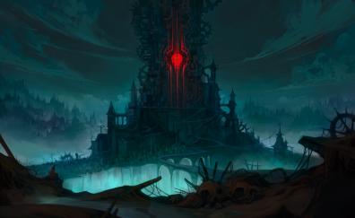 Demon castle, fantasy, dark