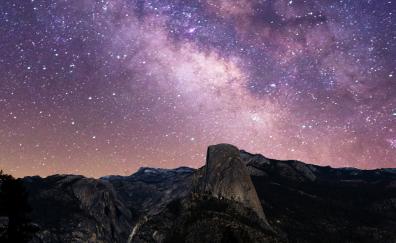 Yosemite valley, half dome, national park, milky way, night