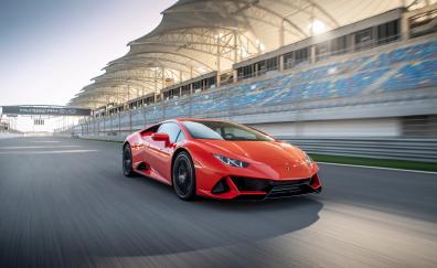 2019 Lamborghini Huracan EVO, red sports car, front