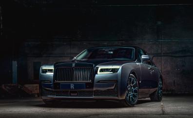 2021, Black Rolls-Royce Ghost, luxury car