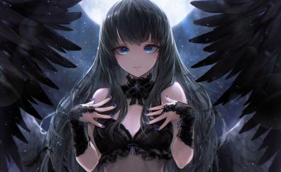 Black Angel, cute, anime girl, art