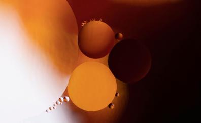 Three bubbles, orange-black, close up