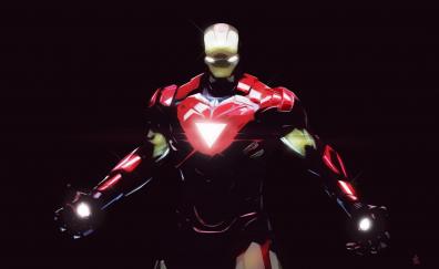 Glow, iron armour suit, Iron man, art