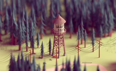 Tower, forest, Gravity Falls