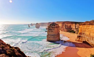 Australia, coast, cliffs, The Twelve Apostles, nature